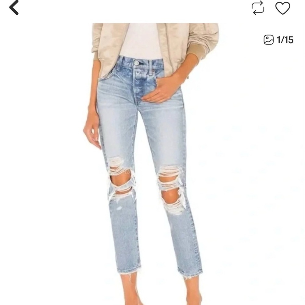 Moussy May Light Blue Distressed Women Jeans